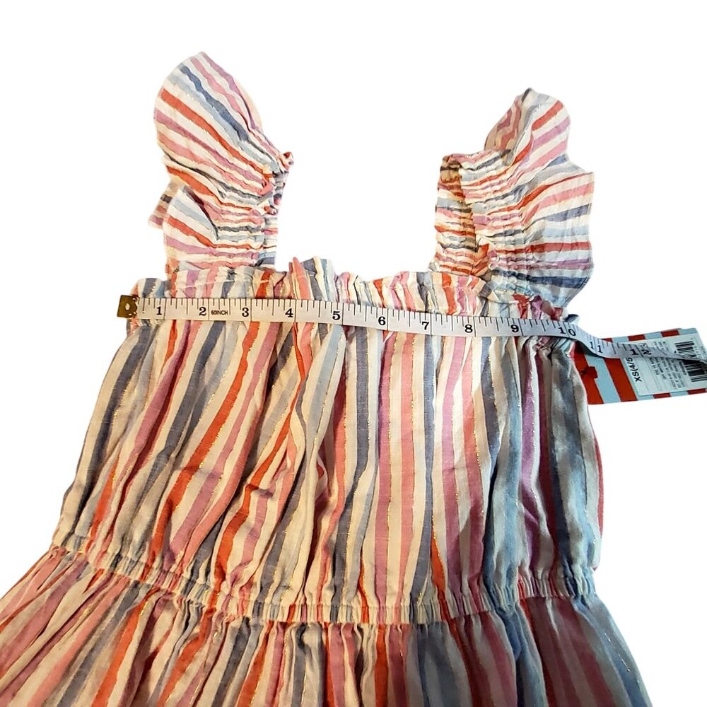 Cat & Jack  Size XS (4/5) Girls Striped Sleeveless Ruffle Maxi Dress 100% Cotton - Picture 5 of 9